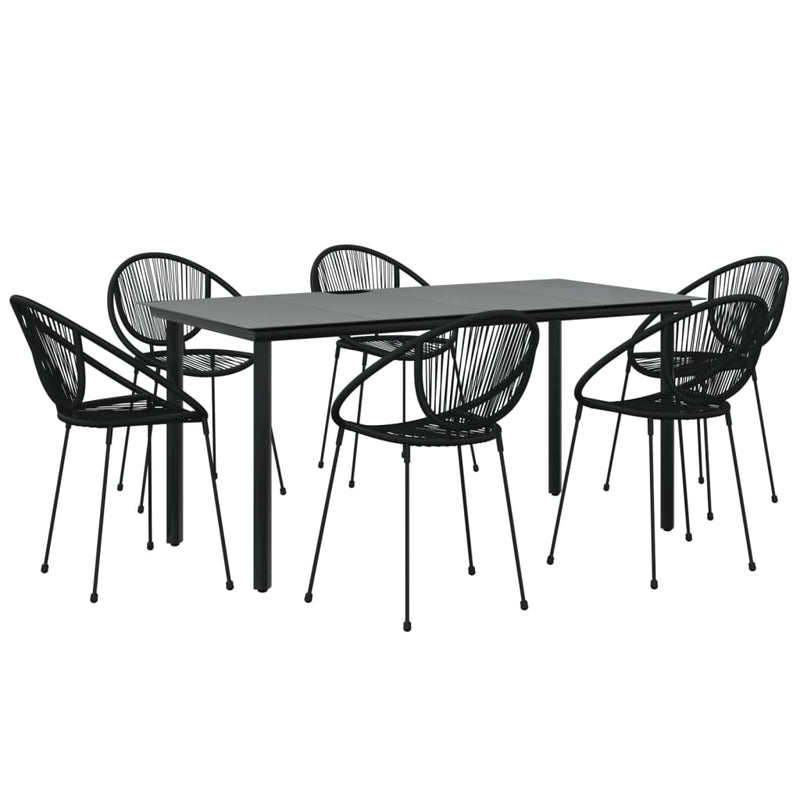 vidaXL 7 Piece Garden Dining Set Black PVC Rattan