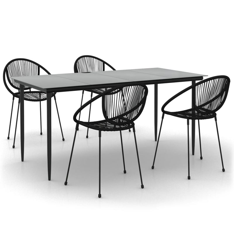 vidaXL 7 Piece Garden Dining Set Black PVC Rattan