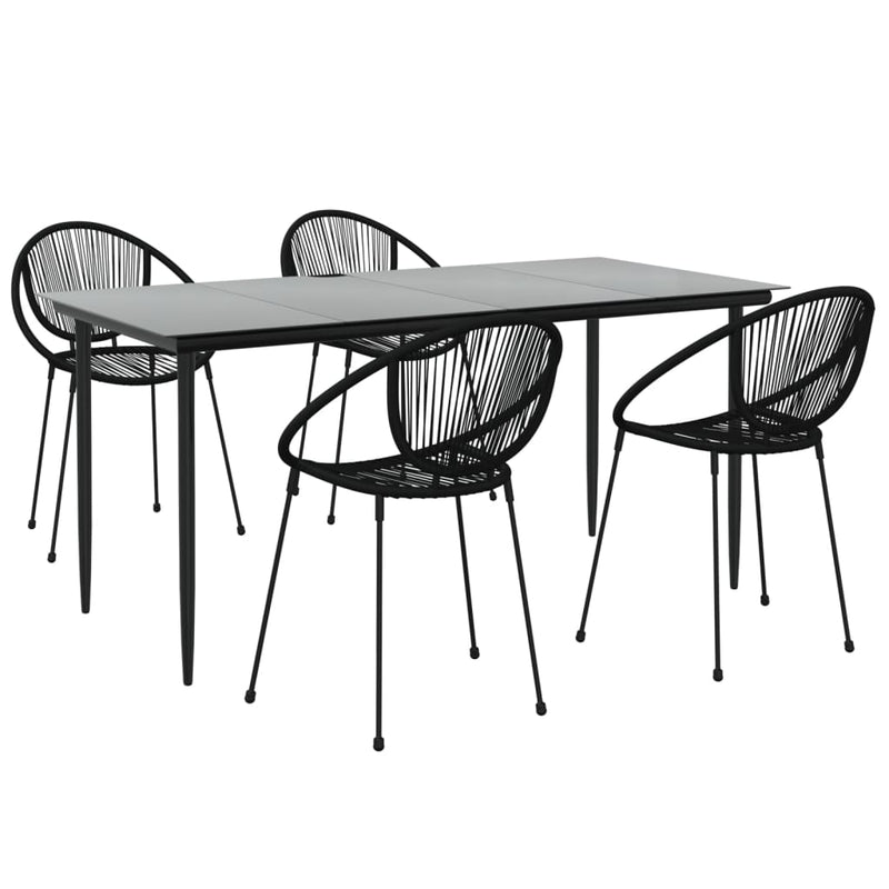 vidaXL 7 Piece Garden Dining Set Black PVC Rattan