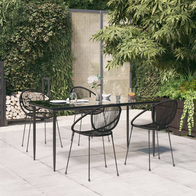 vidaXL 7 Piece Garden Dining Set Black PVC Rattan
