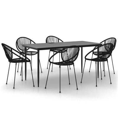vidaXL 7 Piece Garden Dining Set Black PVC Rattan