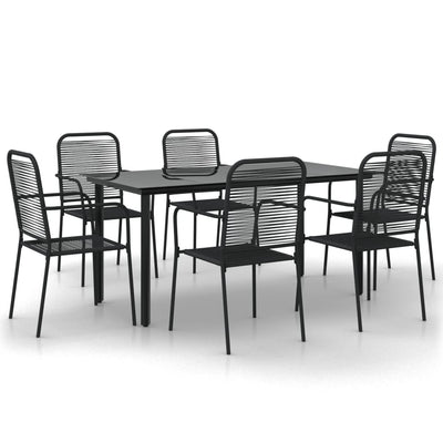 vidaXL 5 Piece Garden Dining Set Black Cotton Rope and Steel