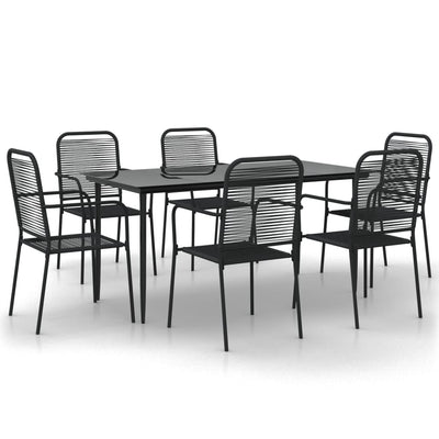vidaXL 5 Piece Garden Dining Set Black Cotton Rope and Steel