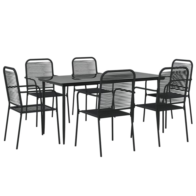 vidaXL 5 Piece Garden Dining Set Black Cotton Rope and Steel