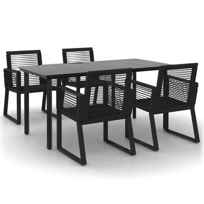 vidaXL 7 Piece Garden Dining Set Black PVC Rattan
