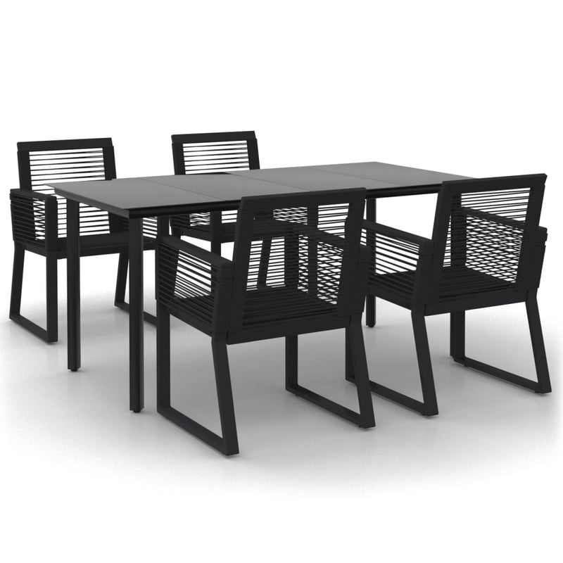 vidaXL 7 Piece Garden Dining Set Black PVC Rattan