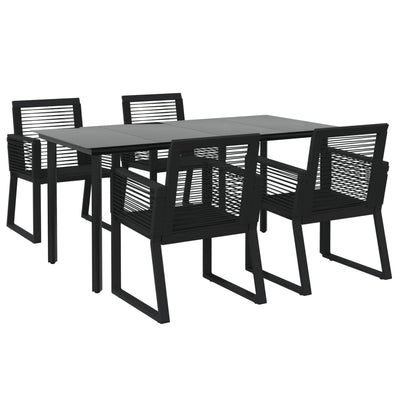 vidaXL 7 Piece Garden Dining Set Black PVC Rattan