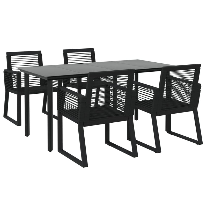 vidaXL 7 Piece Garden Dining Set Black PVC Rattan