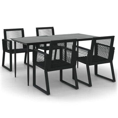 vidaXL 7 Piece Garden Dining Set Black PVC Rattan