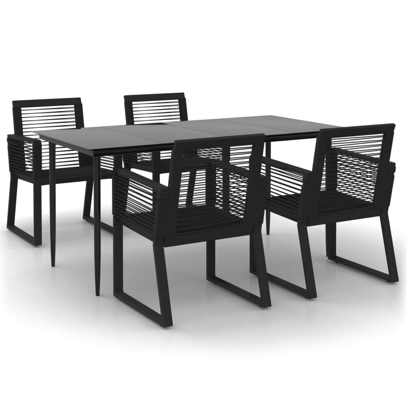 vidaXL 7 Piece Garden Dining Set Black PVC Rattan