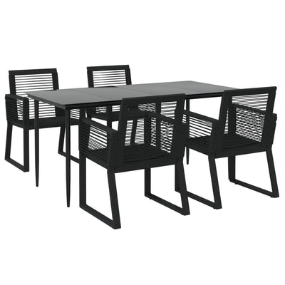vidaXL 7 Piece Garden Dining Set Black PVC Rattan