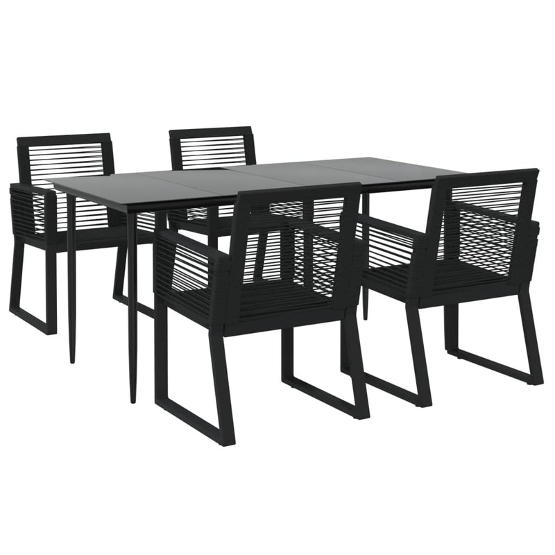vidaXL 7 Piece Garden Dining Set Black PVC Rattan