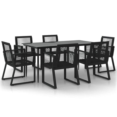 vidaXL 7 Piece Garden Dining Set Black PVC Rattan