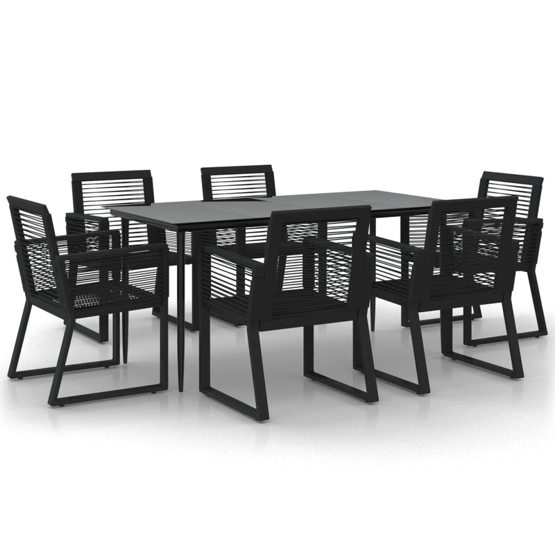 vidaXL 7 Piece Garden Dining Set Black PVC Rattan