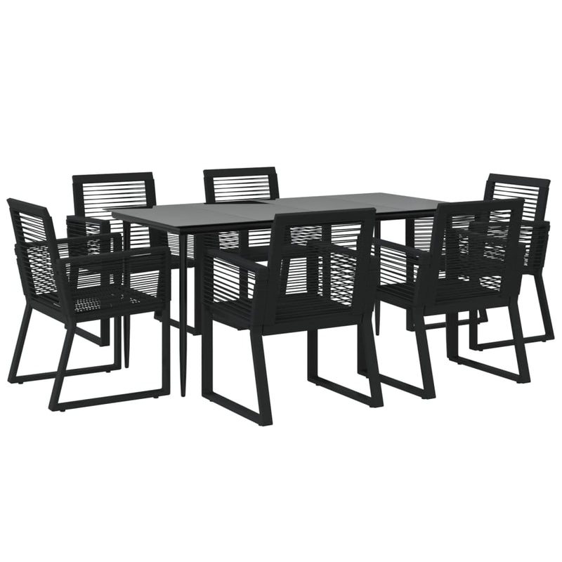 vidaXL 7 Piece Garden Dining Set Black PVC Rattan
