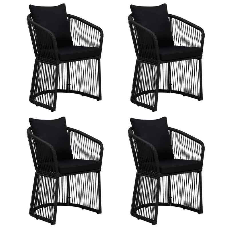 vidaXL 7 Piece Garden Dining Set with Cushions Black PVC Rattan