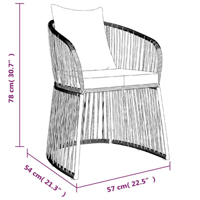 vidaXL 7 Piece Garden Dining Set with Cushions Black PVC Rattan