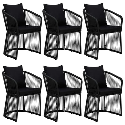 vidaXL 7 Piece Garden Dining Set with Cushions Black PVC Rattan