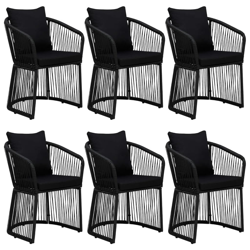 vidaXL 7 Piece Garden Dining Set with Cushions Black PVC Rattan