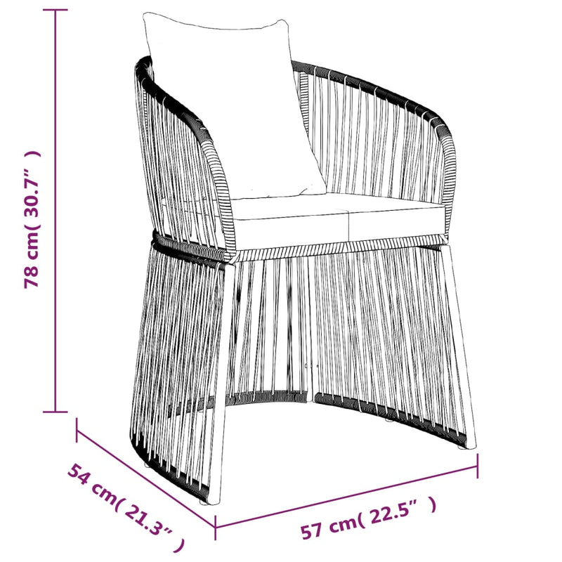 vidaXL 7 Piece Garden Dining Set with Cushions Black PVC Rattan