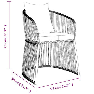 vidaXL 7 Piece Garden Dining Set with Cushions Black PVC Rattan