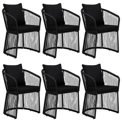 vidaXL 7 Piece Garden Dining Set with Cushions Black PVC Rattan