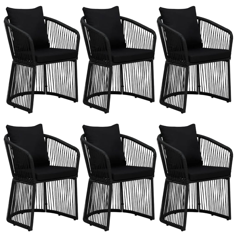 vidaXL 7 Piece Garden Dining Set with Cushions Black PVC Rattan