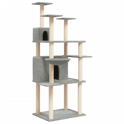 vidaXL Cat Tree with Sisal Scratching Posts Cream 166 cm