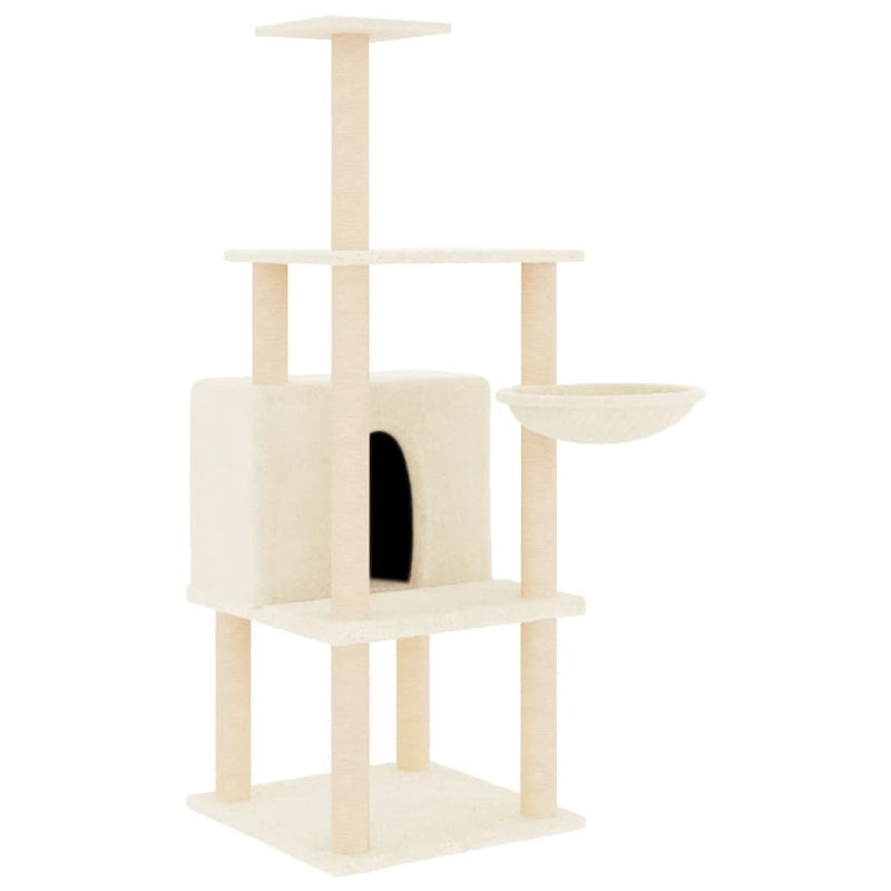 vidaXL Cat Tree with Sisal Scratching Posts Cream 132 cm