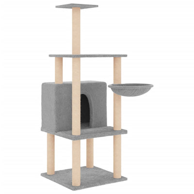 vidaXL Cat Tree with Sisal Scratching Posts Cream 132 cm