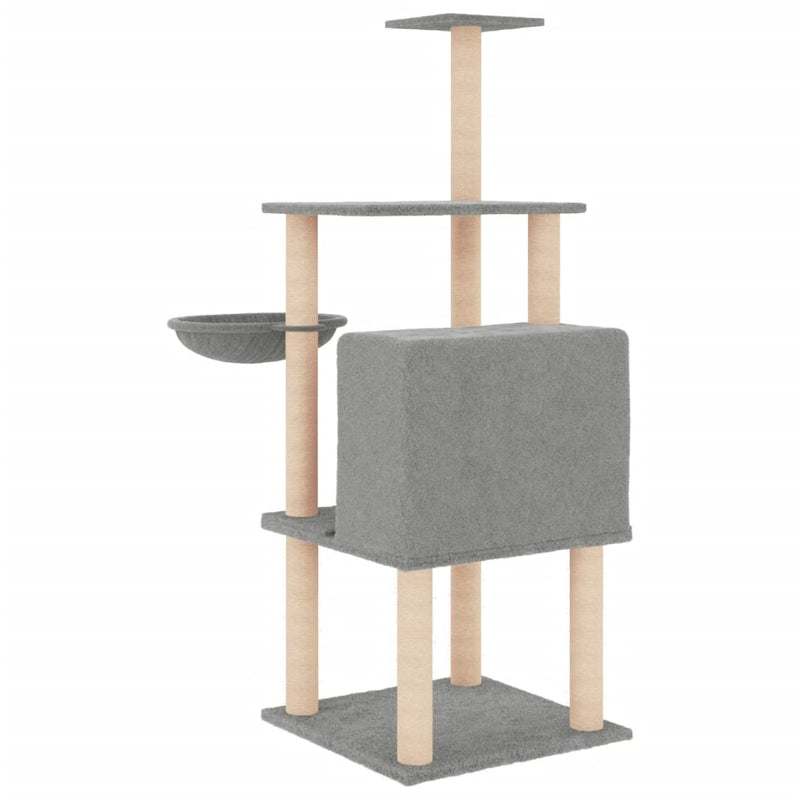 vidaXL Cat Tree with Sisal Scratching Posts Cream 132 cm