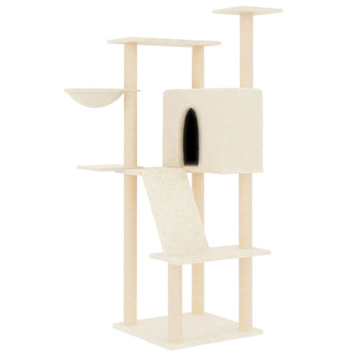 vidaXL Cat Tree with Sisal Scratching Posts Cream 153 cm