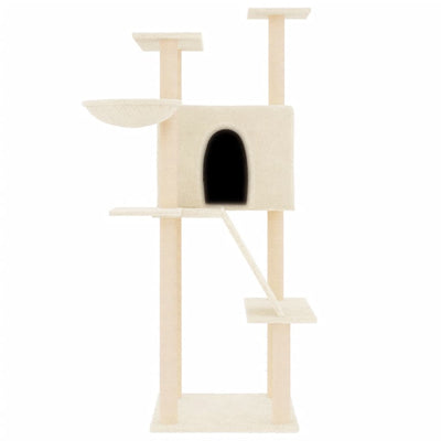 vidaXL Cat Tree with Sisal Scratching Posts Cream 153 cm