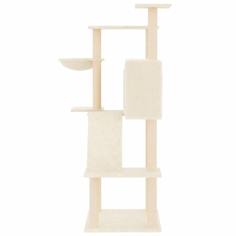 vidaXL Cat Tree with Sisal Scratching Posts Cream 153 cm