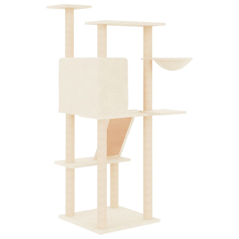 vidaXL Cat Tree with Sisal Scratching Posts Cream 153 cm