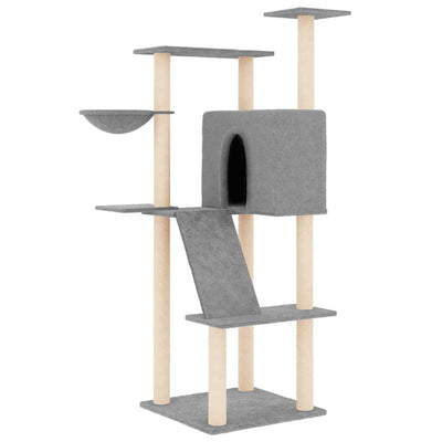 vidaXL Cat Tree with Sisal Scratching Posts Cream 153 cm