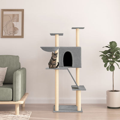 vidaXL Cat Tree with Sisal Scratching Posts Cream 153 cm