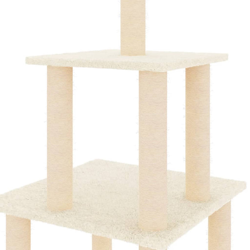 vidaXL Cat Tree with Sisal Scratching Posts Cream 183 cm