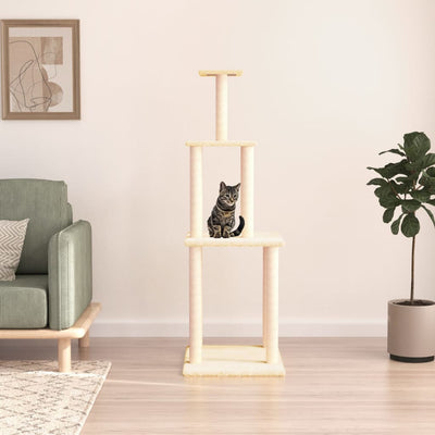vidaXL Cat Tree with Sisal Scratching Posts Cream 85.5 cm