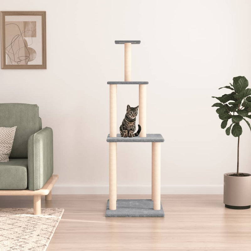 vidaXL Cat Tree with Sisal Scratching Posts Cream 85.5 cm
