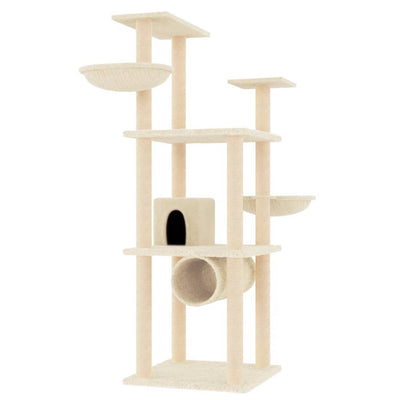 vidaXL Cat Tree with Sisal Scratching Posts Cream 141 cm