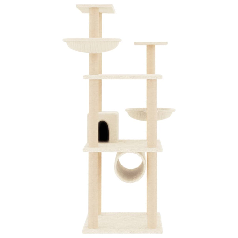 vidaXL Cat Tree with Sisal Scratching Posts Cream 141 cm