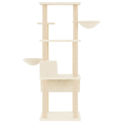 vidaXL Cat Tree with Sisal Scratching Posts Cream 141 cm