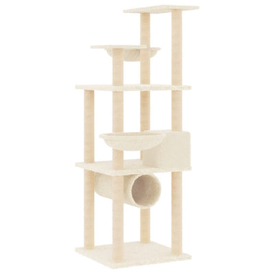 vidaXL Cat Tree with Sisal Scratching Posts Cream 141 cm