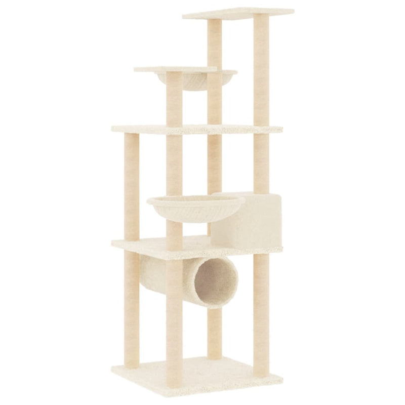 vidaXL Cat Tree with Sisal Scratching Posts Cream 141 cm