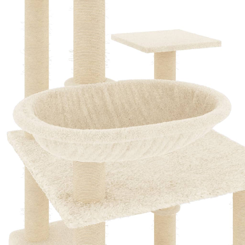 vidaXL Cat Tree with Sisal Scratching Posts Cream 141 cm