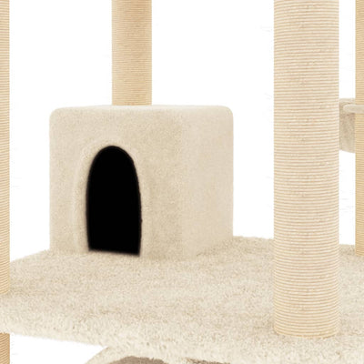 vidaXL Cat Tree with Sisal Scratching Posts Cream 141 cm