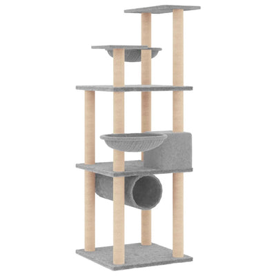 vidaXL Cat Tree with Sisal Scratching Posts Cream 141 cm