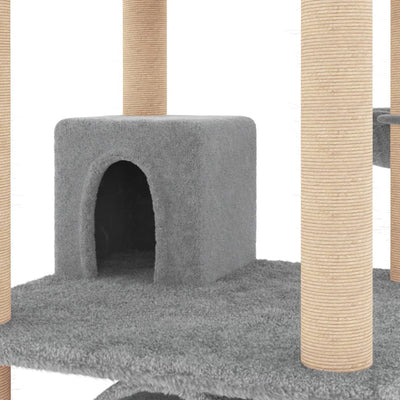 vidaXL Cat Tree with Sisal Scratching Posts Cream 141 cm