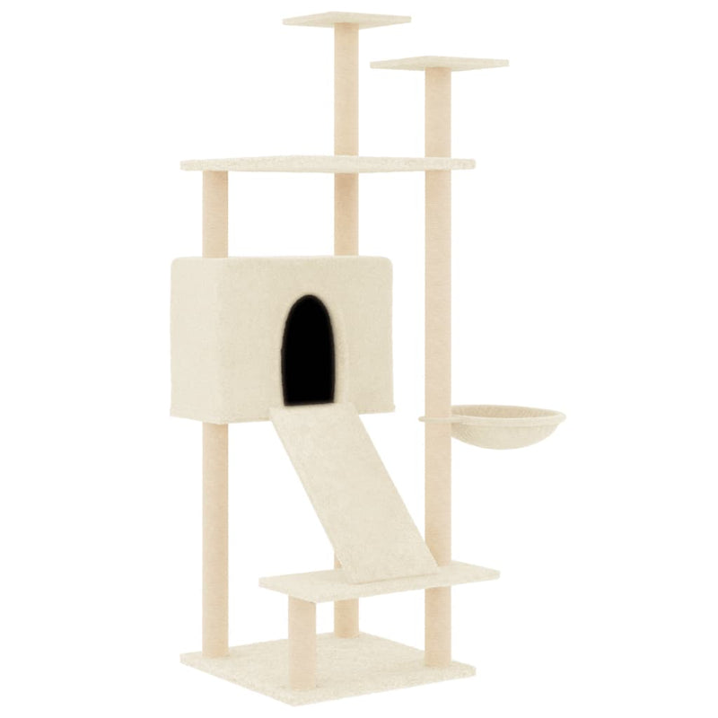 vidaXL Cat Tree with Sisal Scratching Posts Cream 153 cm